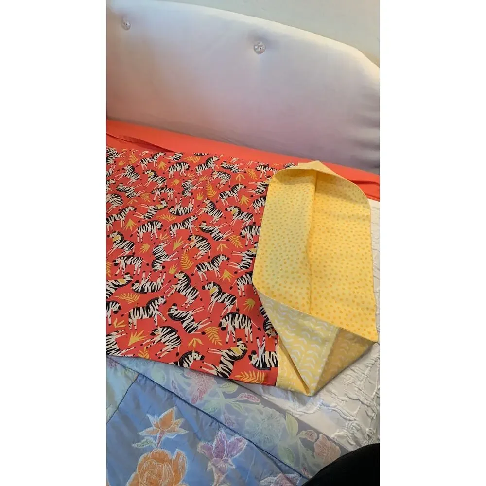 Handmade Zebra Pillowcase Set, Quilting Cotton with Yellow Band